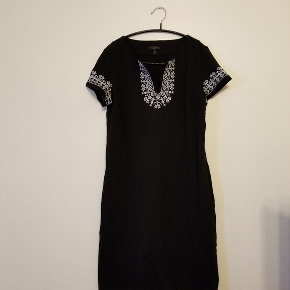 Talbots Dresses & Skirts - Talbots black cotton cross-stitch detail dress